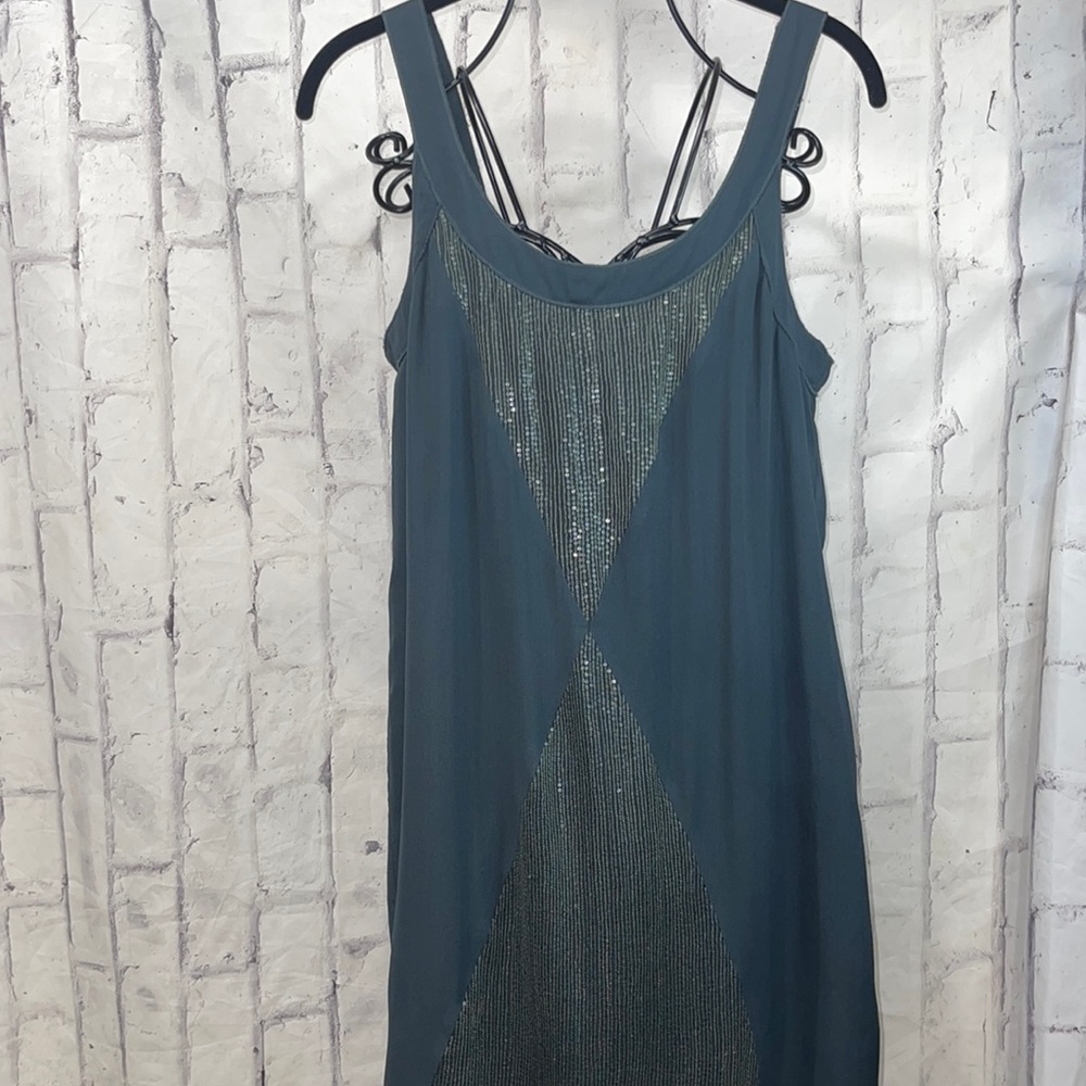 Twelfth Street by Cynthia Vincent Silk Mini Sheath Dress Sleeveless Beaded